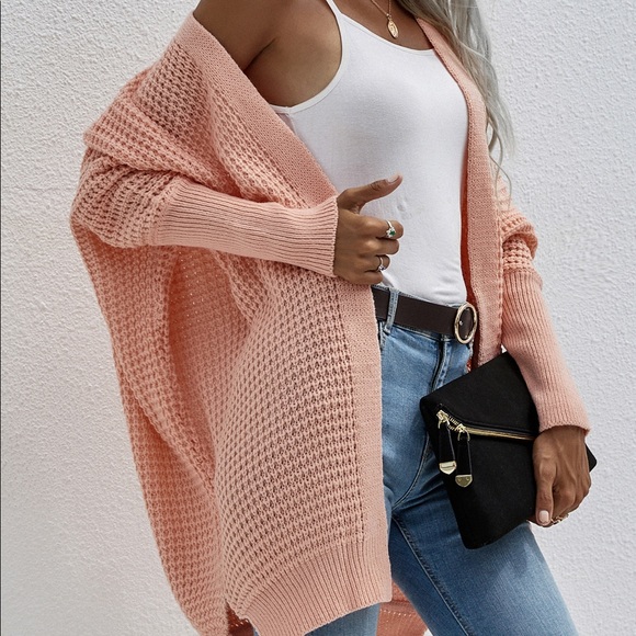 Bat Sleeves Loose Fit Cardigan Coral - Picture 8 of 8